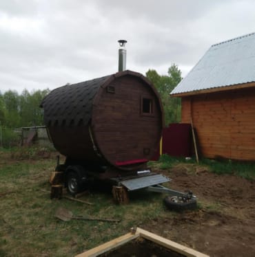 Монтаж бани-бочки №413 от 23.04.2021 в Зеленокумске